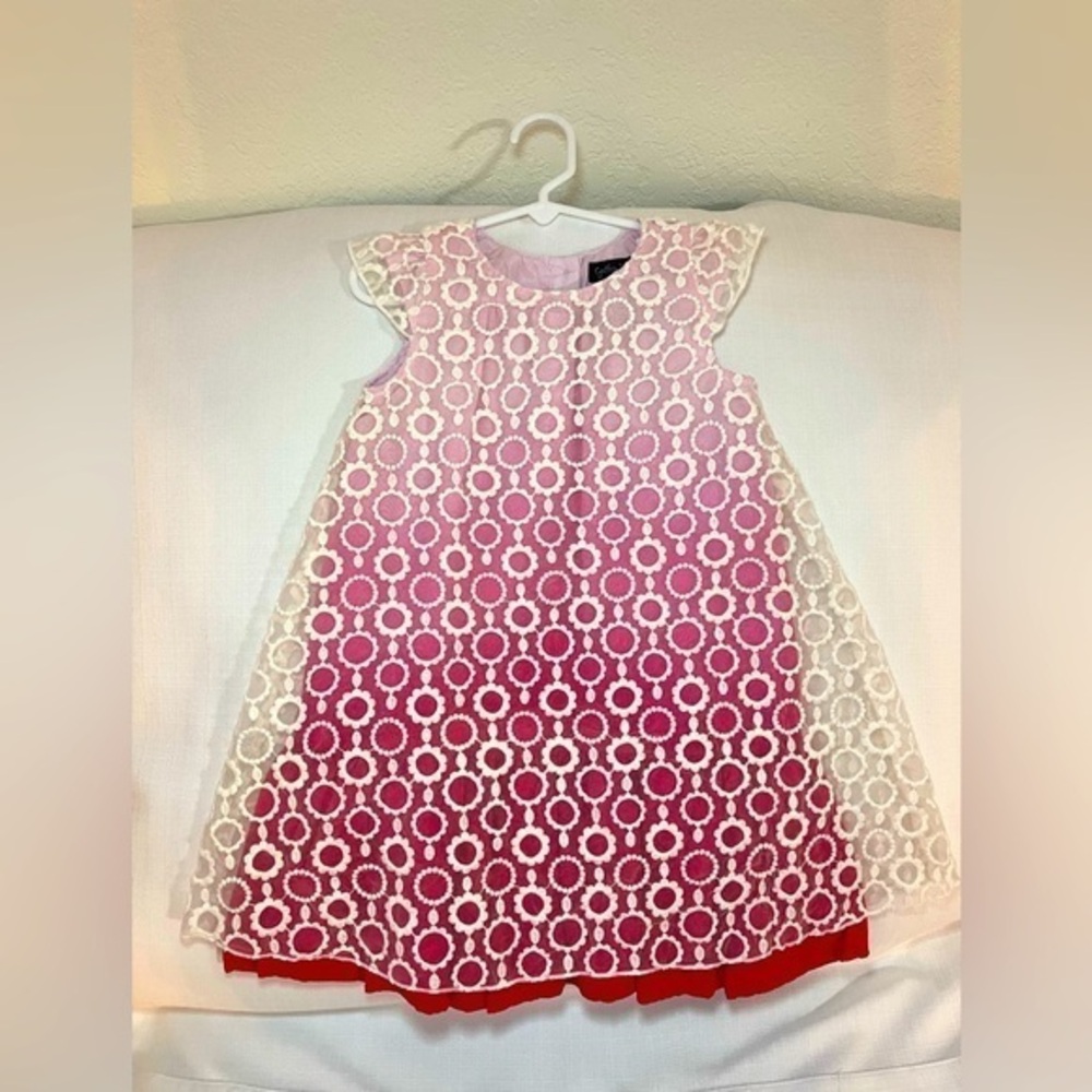 EUC Cynthia Rowley Sleeveless Pink Ombré & White Floral Lace Toddler Dress